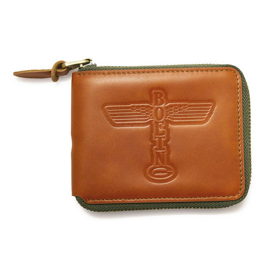 Red Canoe Boeing Leather Zip Wallet - Tan
