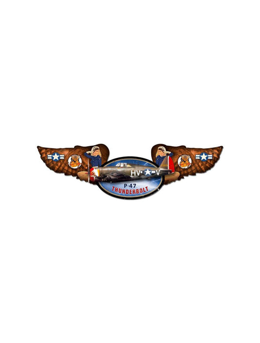 P-47 Mustang Winged Oval Sign - FE006