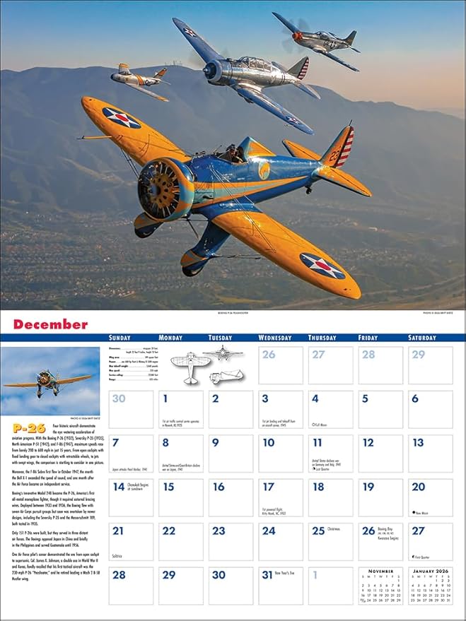 Golden Age of Flight 2025 Wall Calendar