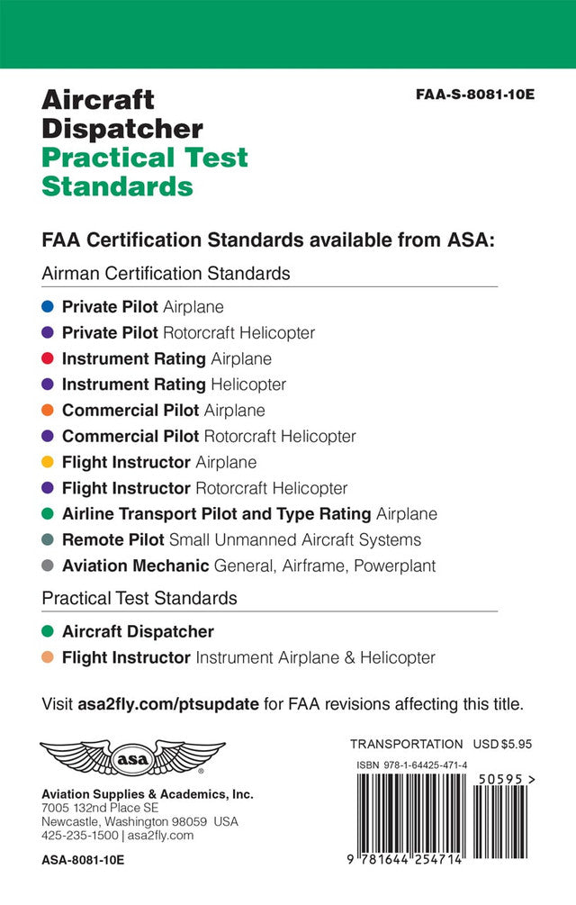 ASA Aircraft Dispatcher Practical Test Standards