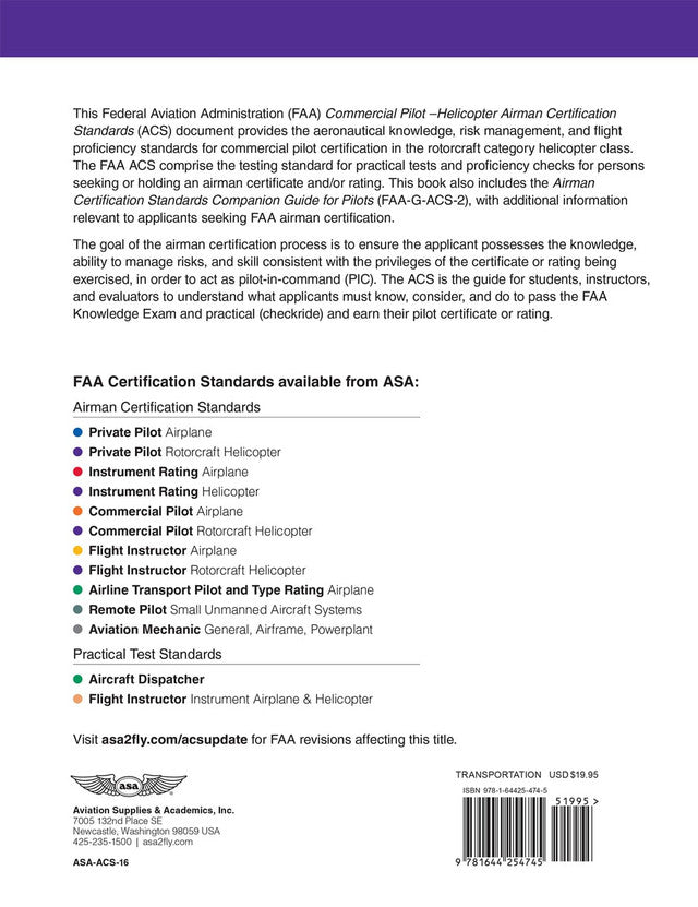 ASA Commercial Pilot Rotorcraft Helicopter Rating ACS