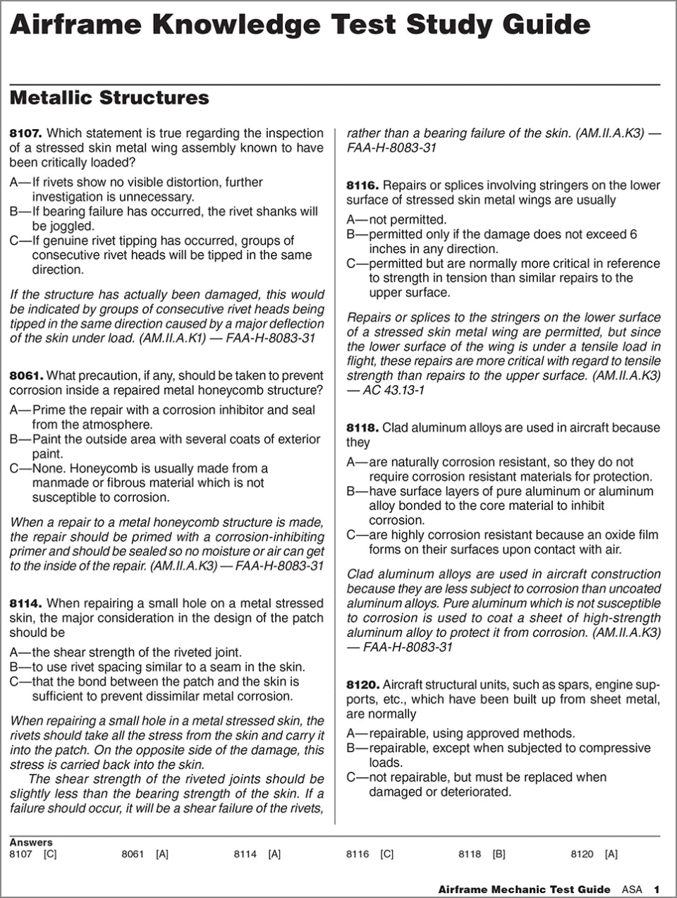 ASA Airframe Mechanic Test Guide - 2027 Edition