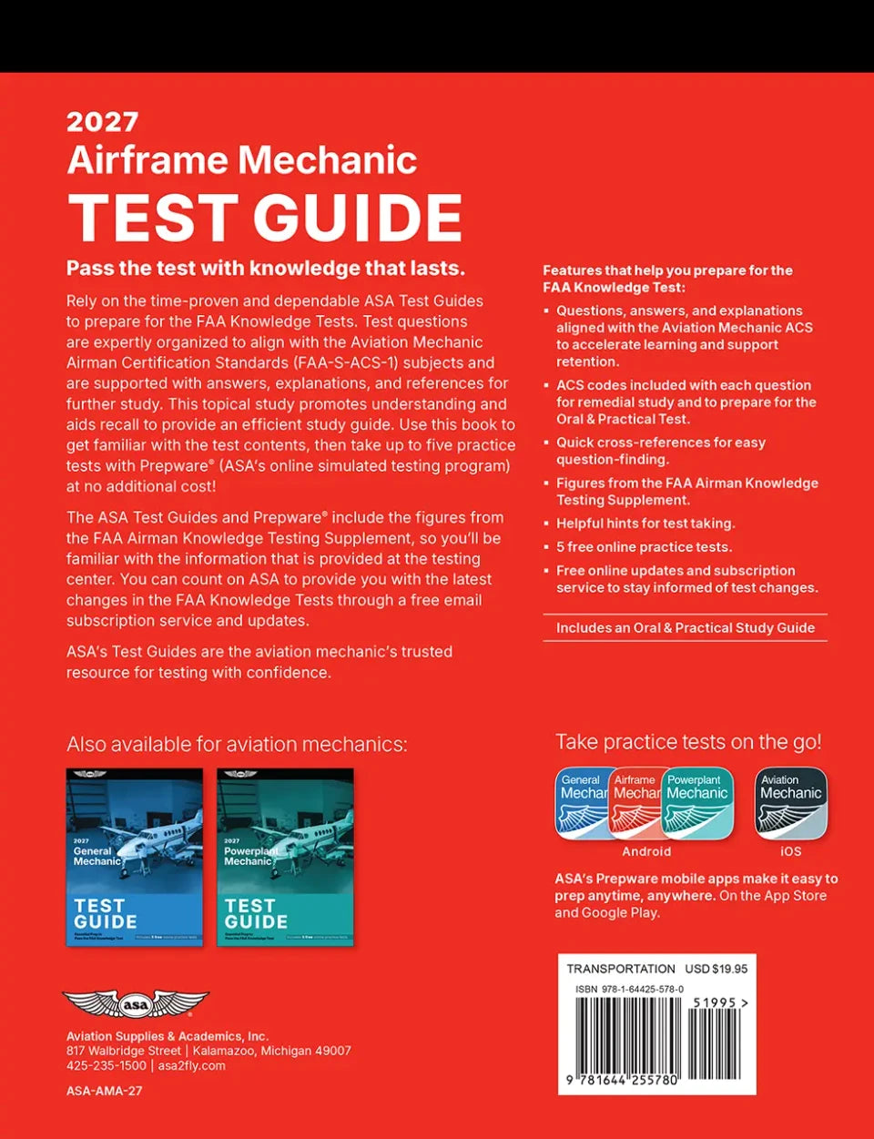 ASA Airframe Mechanic Test Guide - 2027 Edition