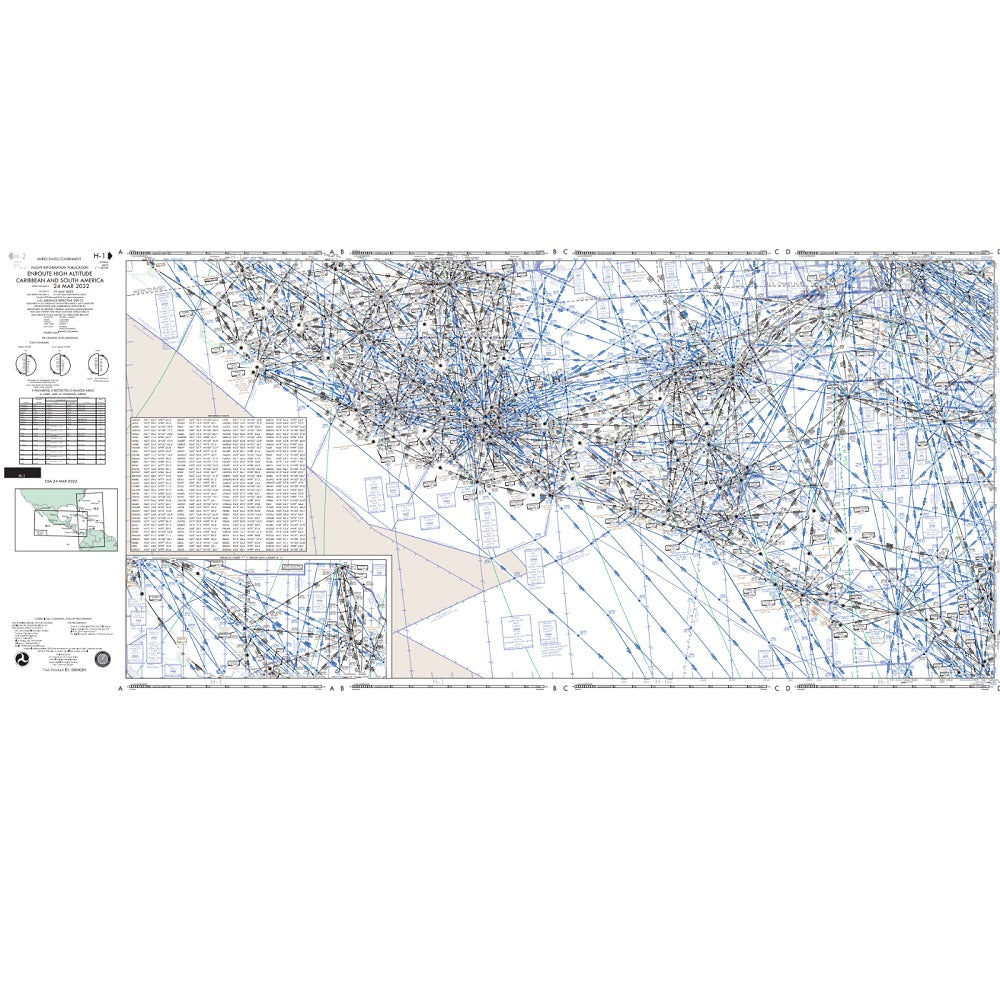 FAA Chart: Enroute IFR High Altitude Chart Caribbean (H-Charts) - H1/H2 - Select Cycle Date