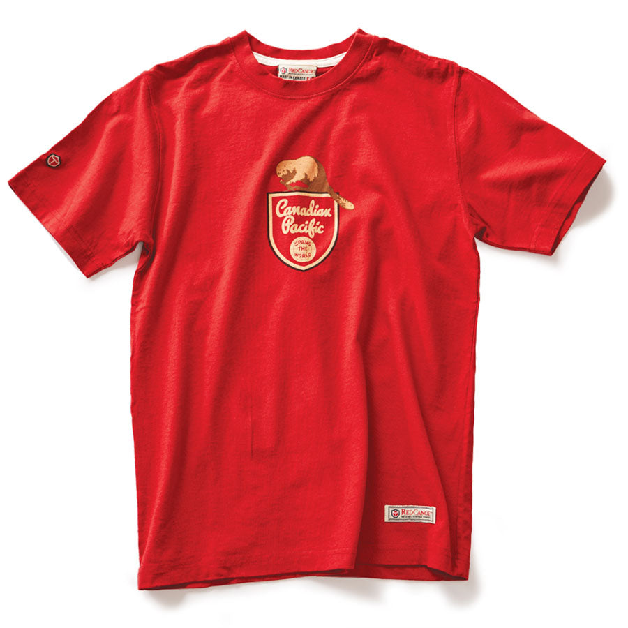 Red Canoe Brands Men's Canadian Pacific Beaver T-Shirt - Heritage Red - PRE-ORDERS ONLY