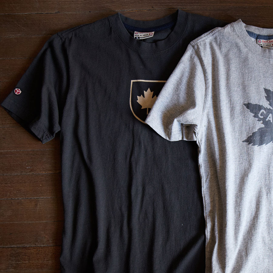 Red Canoe Brands Men's Canada Shield T-Shirt - Slate - PRE-ORDERS ONLY