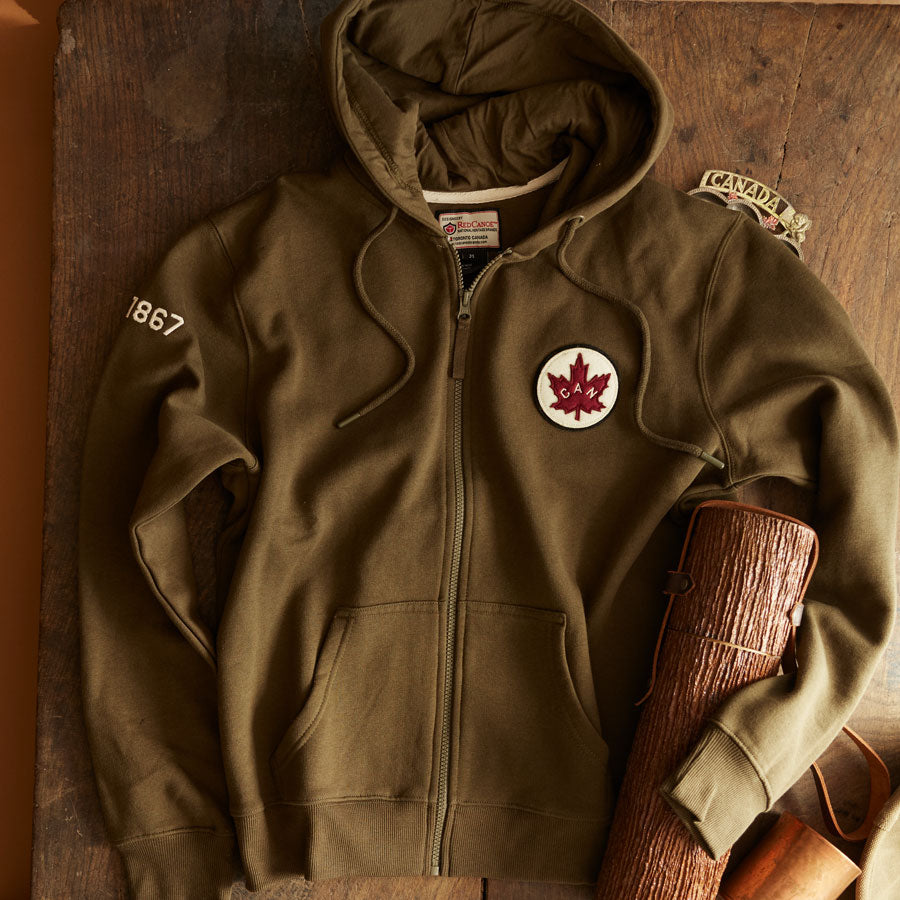 Red Canoe Canada Full Zip Hoodie - Khaki
