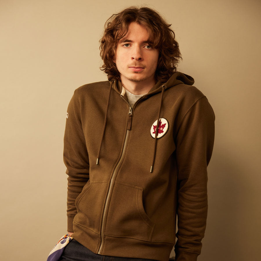 Red Canoe Canada Full Zip Hoodie - Khaki