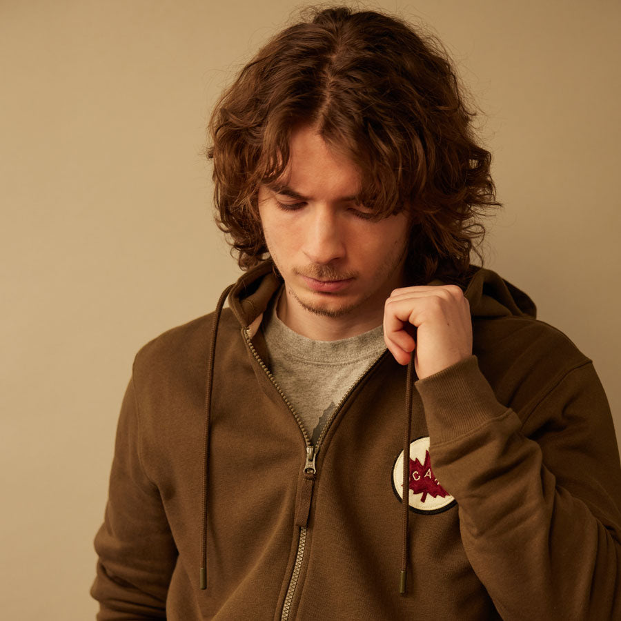 Red Canoe Canada Full Zip Hoodie - Khaki