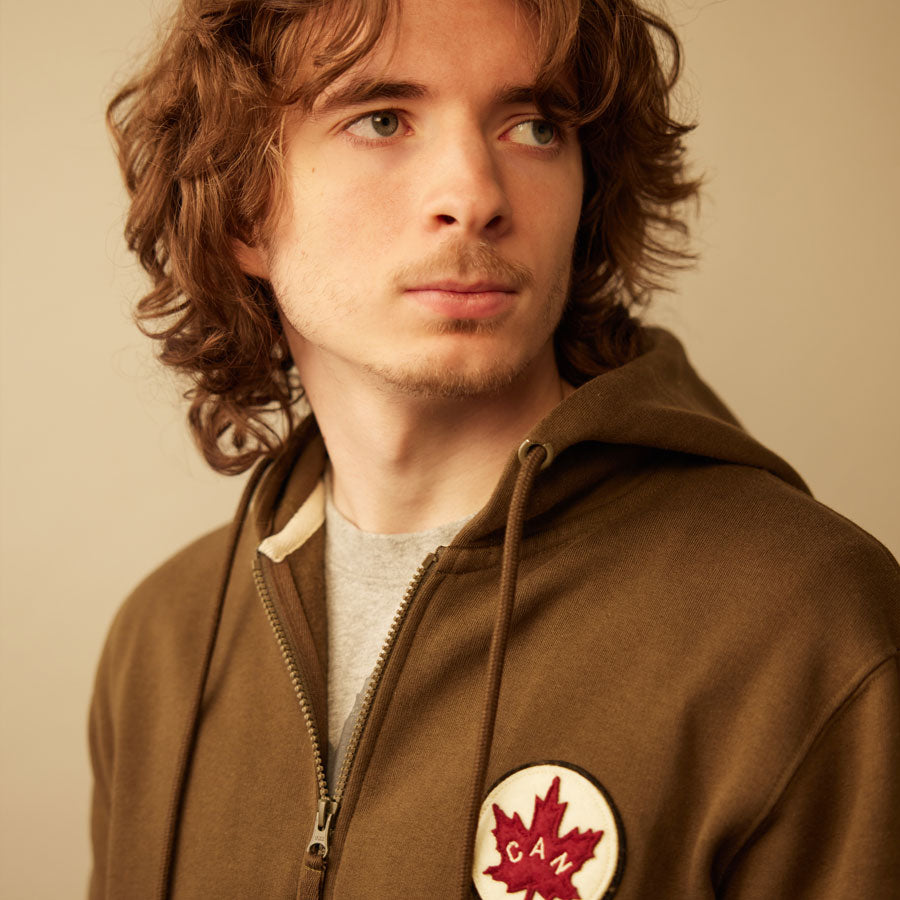 Red Canoe Canada Full Zip Hoodie - Khaki