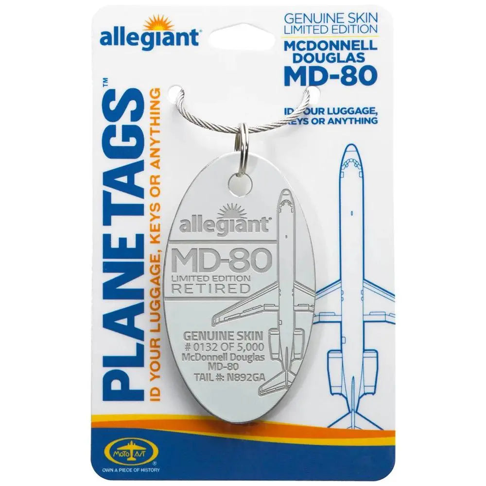PlaneTag Fuselage Keychain - Allegiant MD-80 | MAD DOG