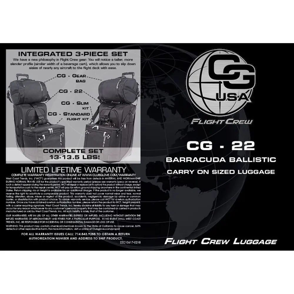 Club Glove - Barracuda Ballistic Rolling Carry-On | CG22