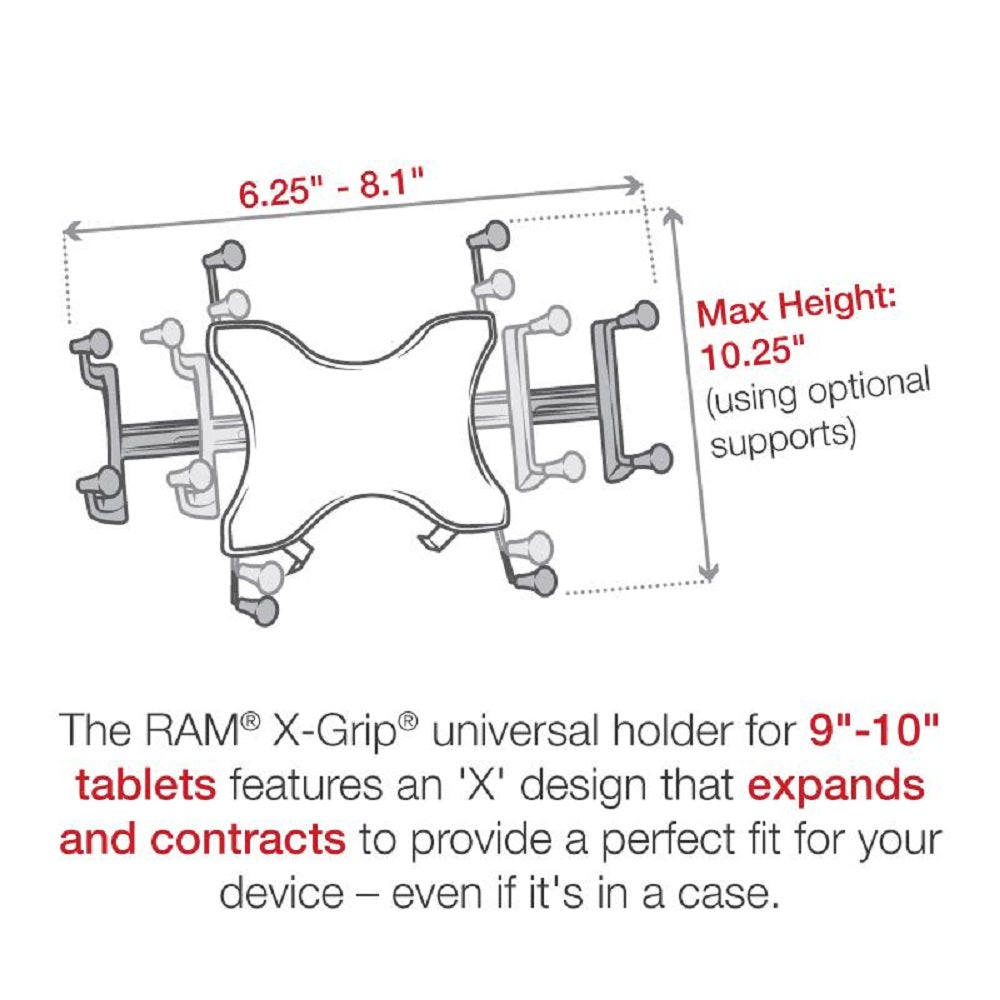 RAM X-Grip with RAM Twist-Lock Suction Cup Mount for 9"-10" Tablets