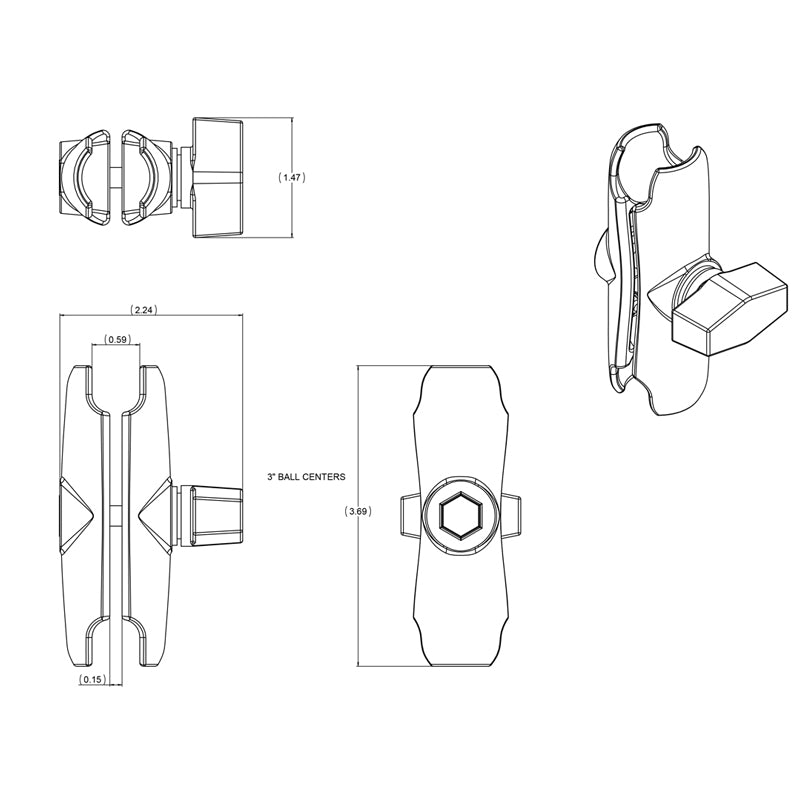 RAM® Double Socket Arm