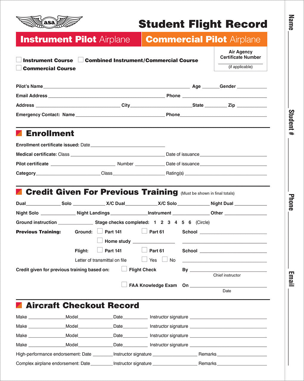 ASA Student Flight Records: Instrument & Commercial