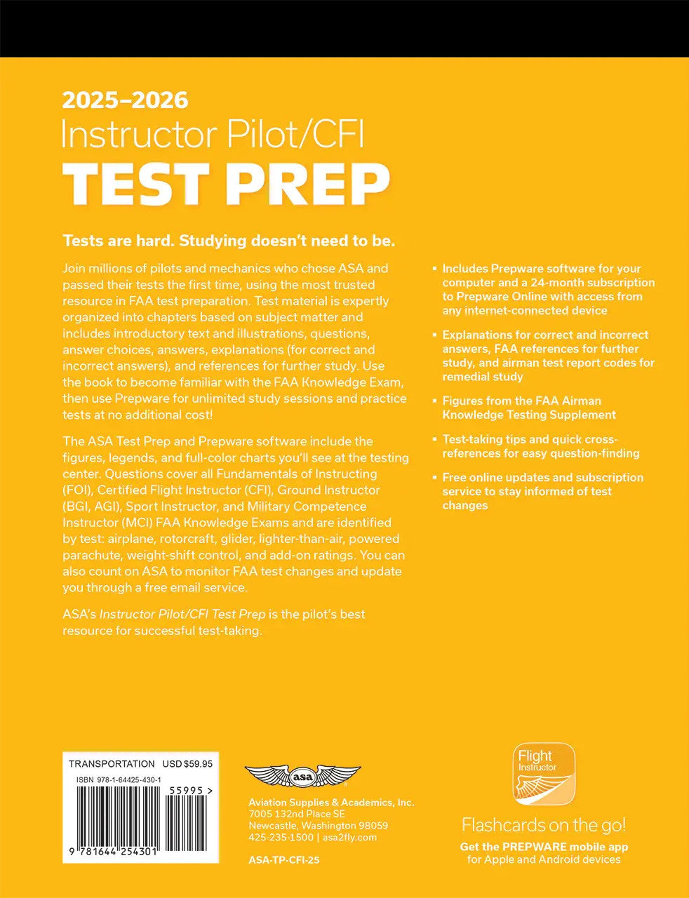 ASA 2025-2026 Instructor Pilot/CFI Test Prep With Prepware Software