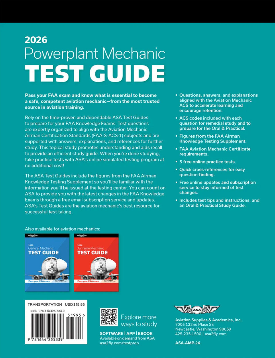 ASA Powerplant Mechanic Test Guide Plus Prepware - 2026 Edition