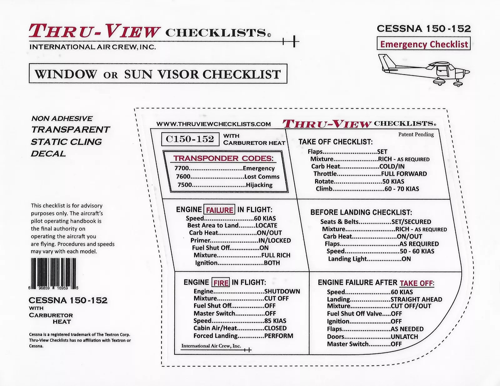 Thru-View Emergency Checklists