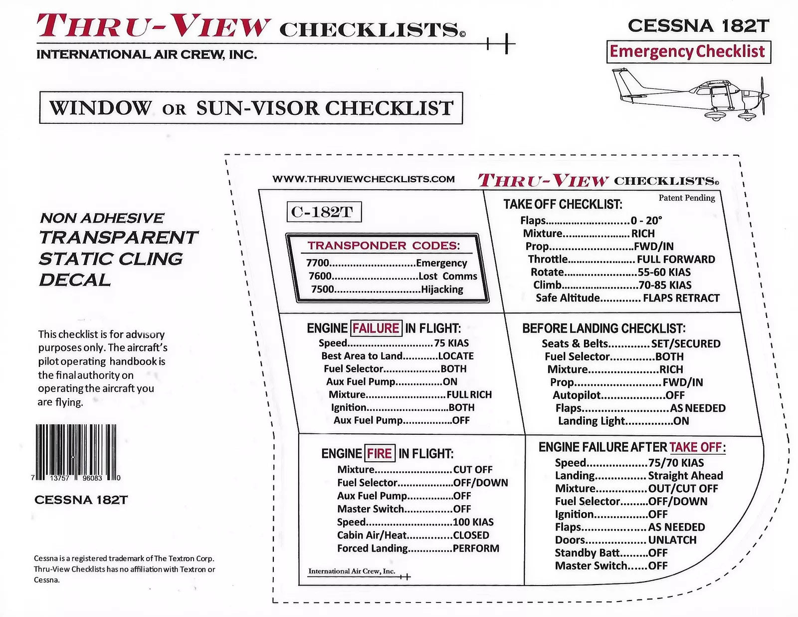 Thru-View Emergency Checklists