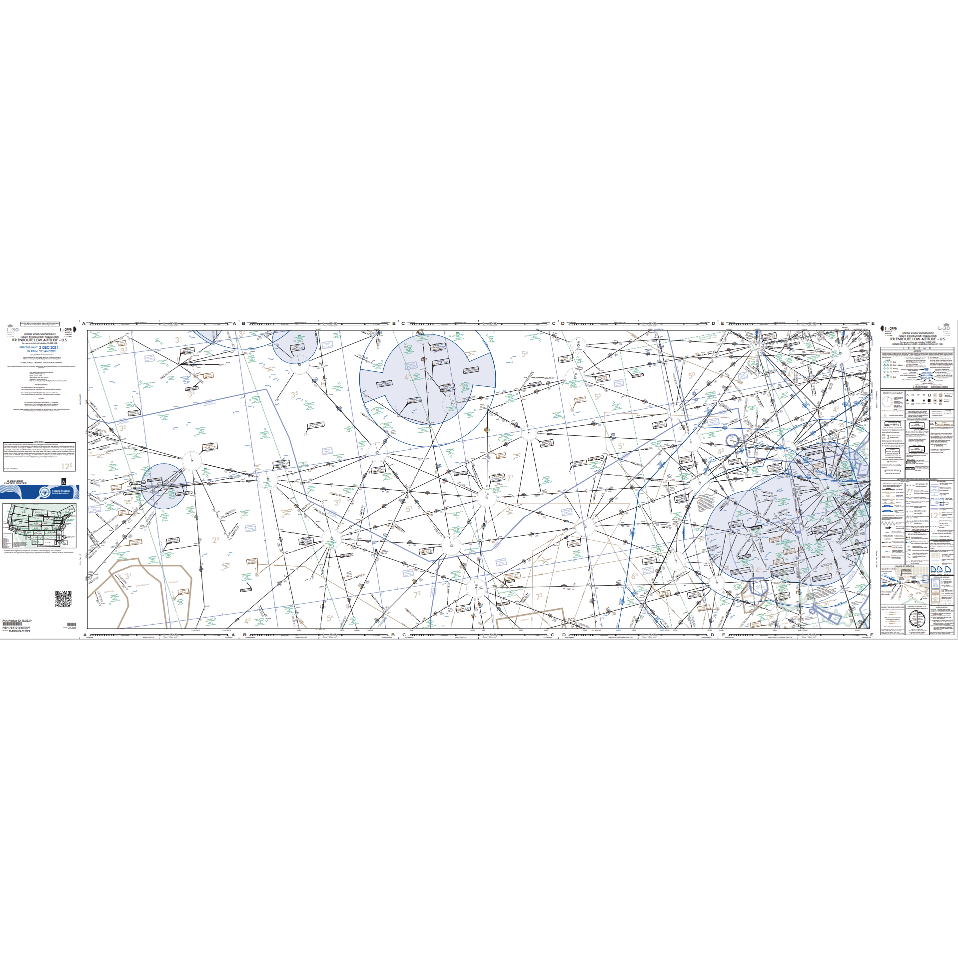 FAA Chart: Enroute IFR Low Altitude Chart US (L-Charts) - L29/30 - Select Cycle Date