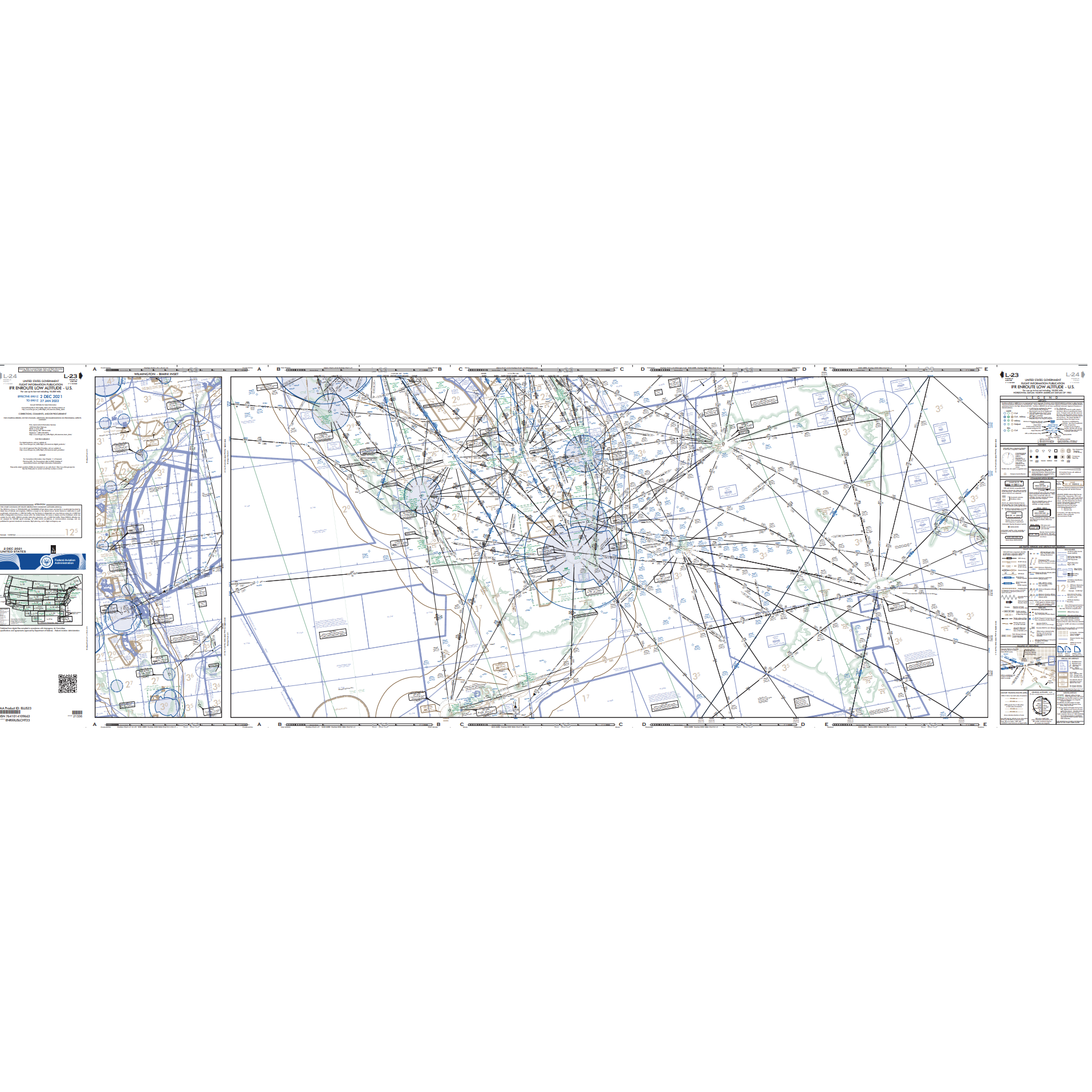 FAA Chart: Enroute IFR Low Altitude Chart US (L-Charts) - L23/24 - Select Cycle Date