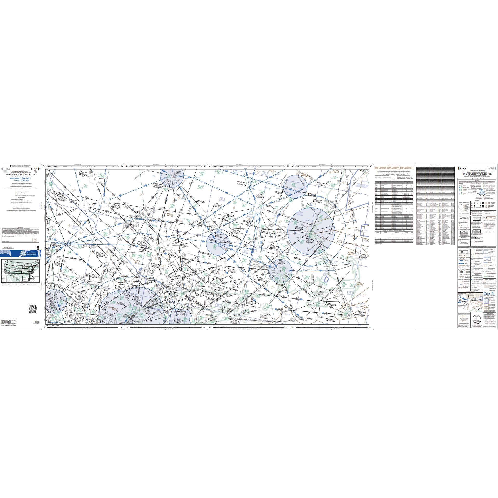 FAA Chart: Enroute IFR Low Altitude Chart US (L-Charts) - L33/34 - Select Cycle Date