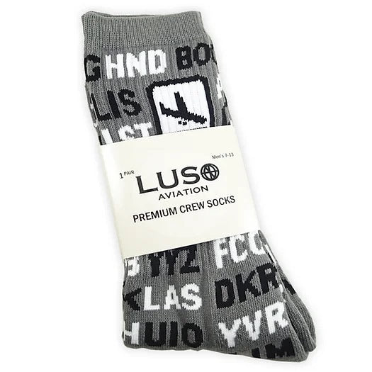 International Airport Codes, Premium Crew Socks, 1-Pair