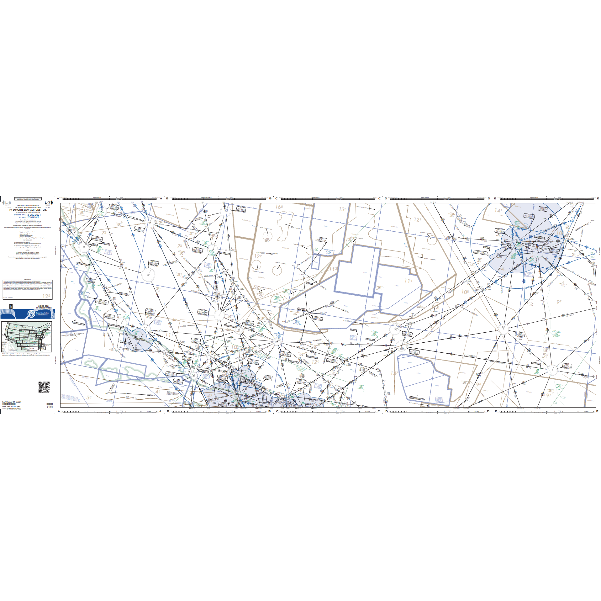 FAA Chart: Enroute IFR Low Altitude Chart US (L-Charts) - L7/8 - Select Cycle Date