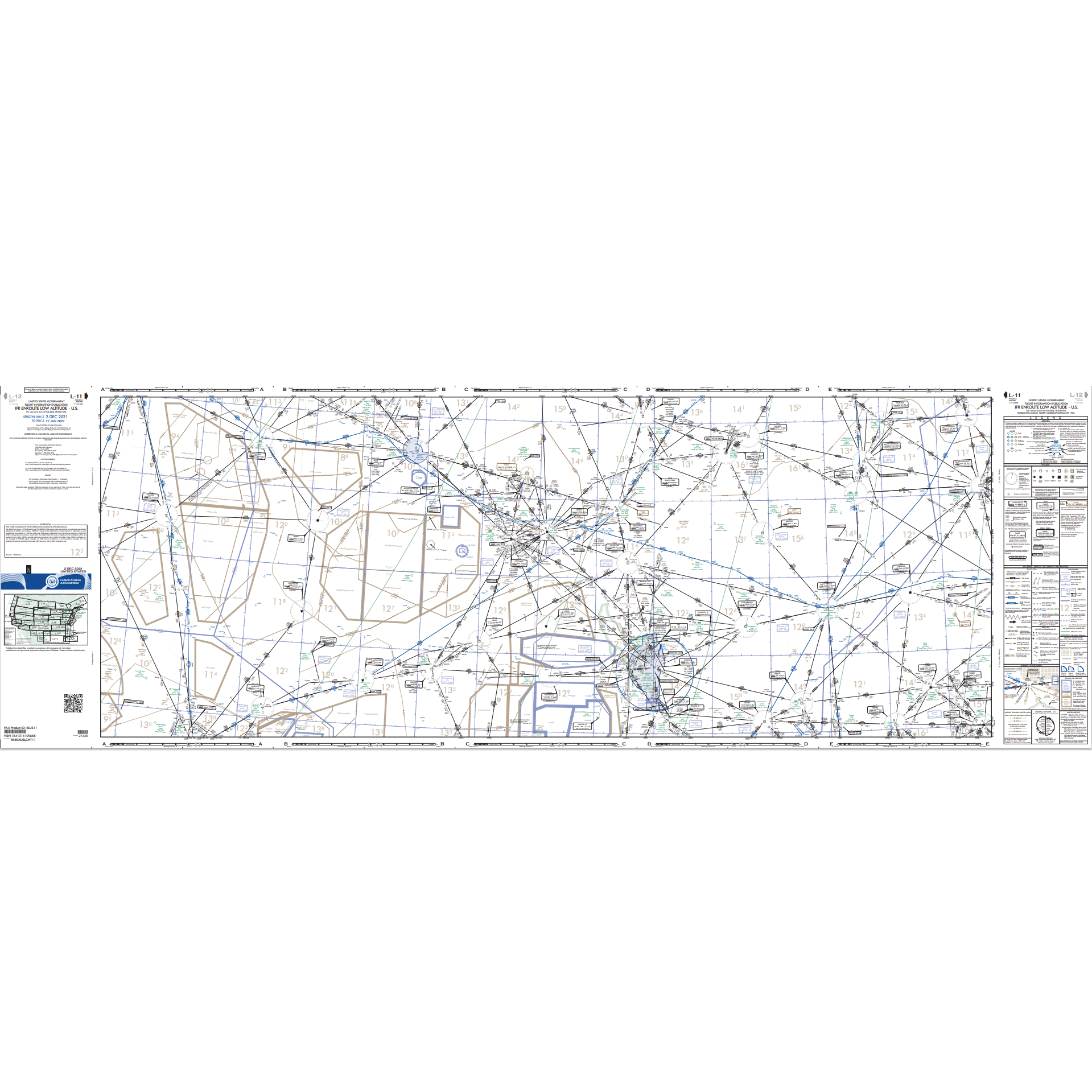En Rounte Chart FAA Chart: Enroute IFR Low Altitude Chart US (L-Charts) - L11/12 - Sel ...