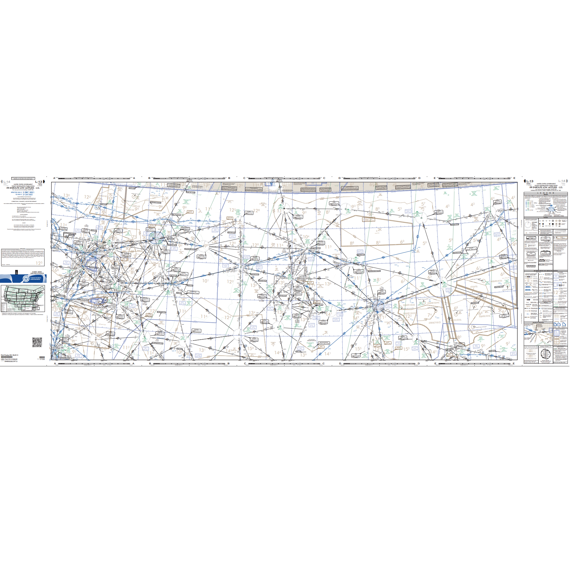 FAA Chart: Enroute IFR Low Altitude Chart US (L-Charts) - L13/14 - Select Cycle Date