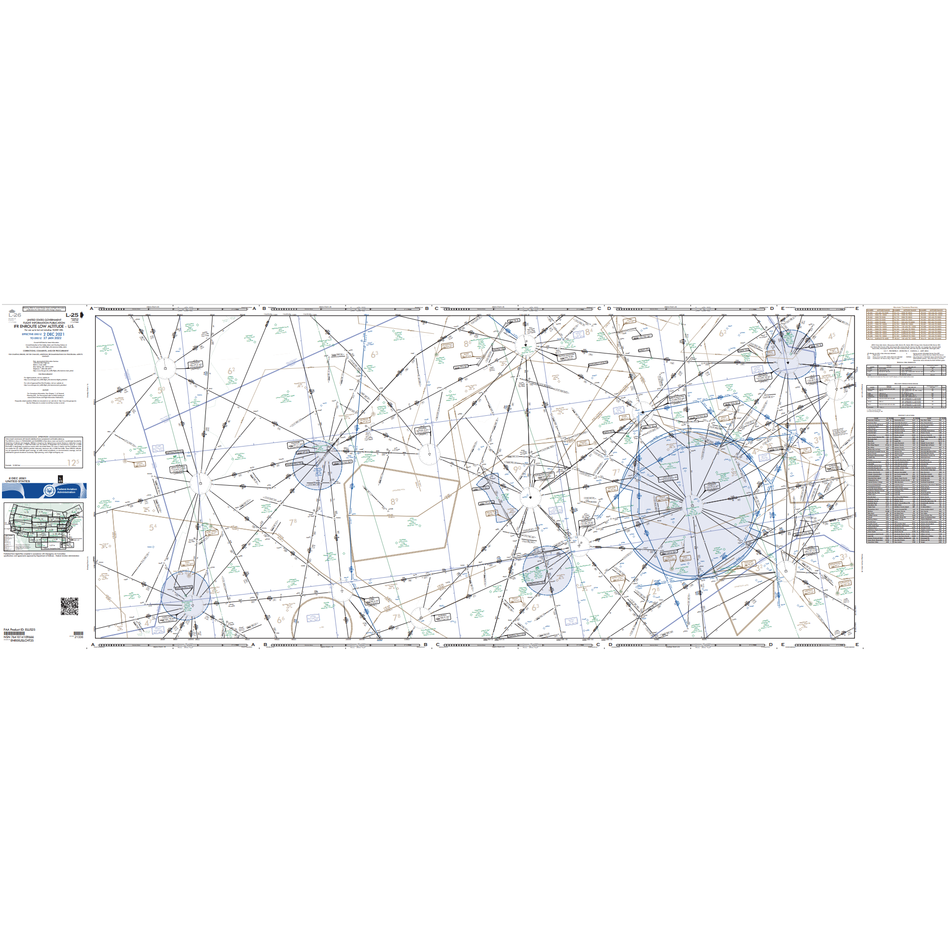 Ifr Chart Map FAA Chart: Enroute IFR Low Altitude Chart US (L-Charts) - L25/26 - Sel ...