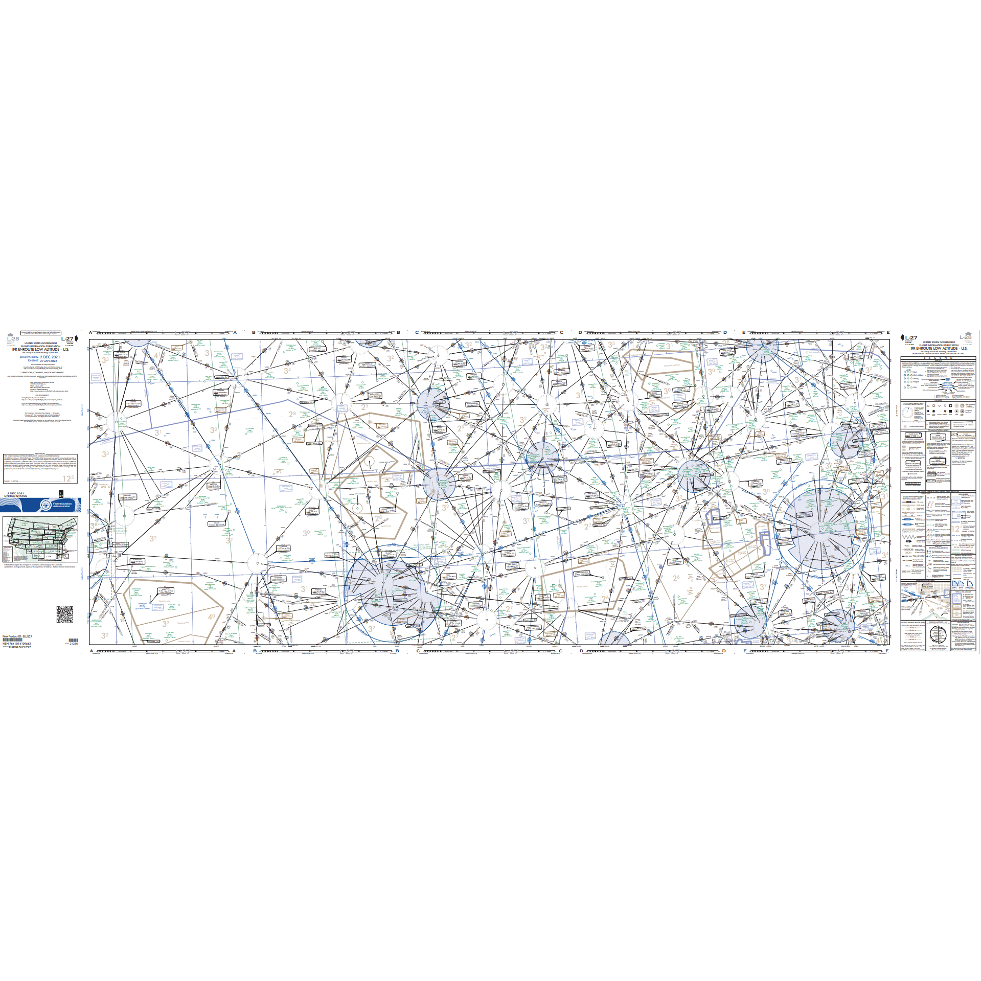 FAA Chart: Enroute IFR Low Altitude Chart US (L-Charts) - L27/28 - Select Cycle Date