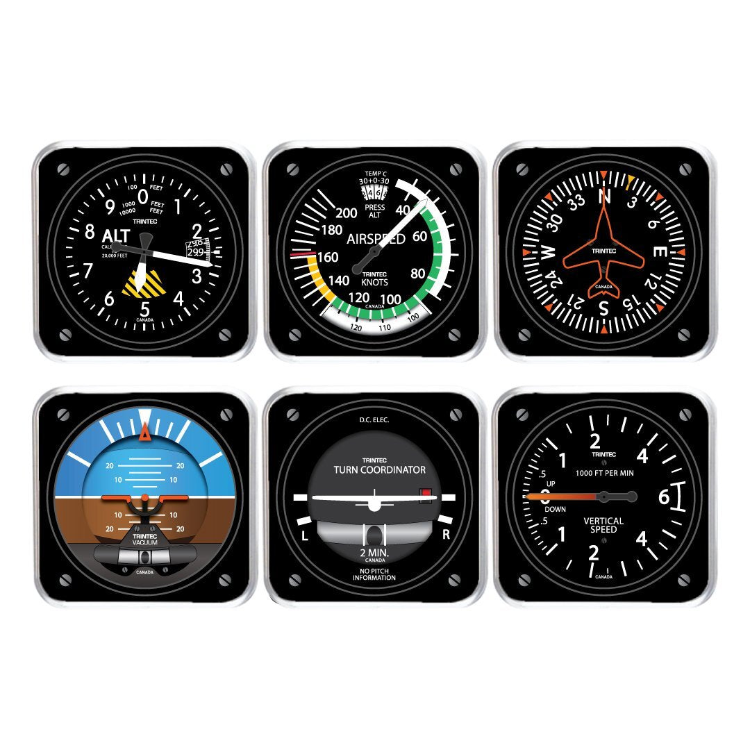 6-Piece Square Acrylic Cockpit Coaster Set (NEW)