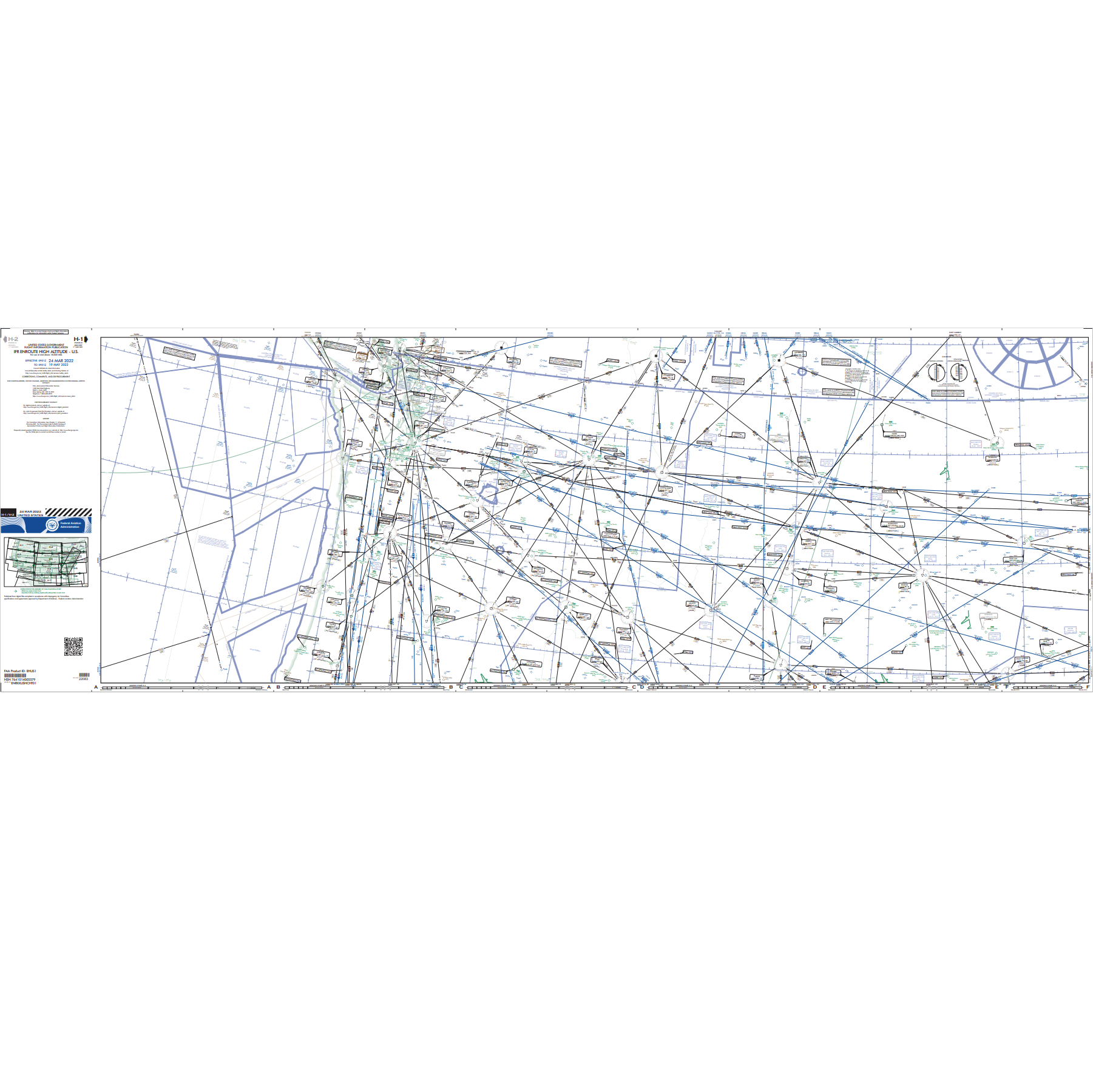 FAA Chart: Enroute IFR High Altitude Chart US (H-Charts) - H1/2 - Select Cycle Date