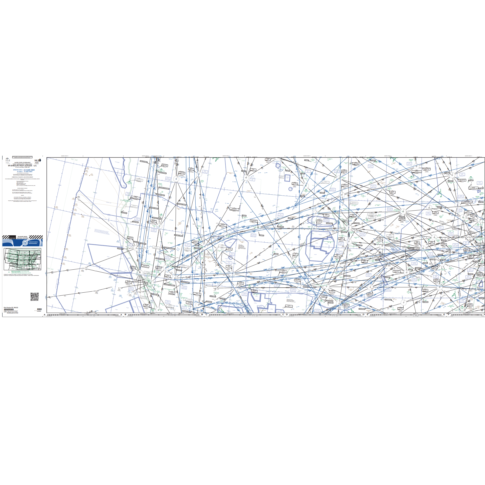 FAA Chart: Enroute IFR High Altitude Chart US (H-Charts) - H3/4 - Select Cycle Date