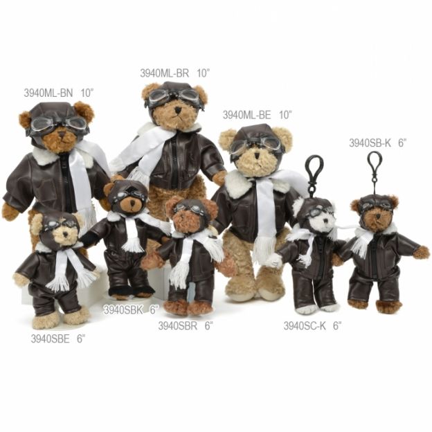 Pilot Teddy Bear - 6" Height - Select Color