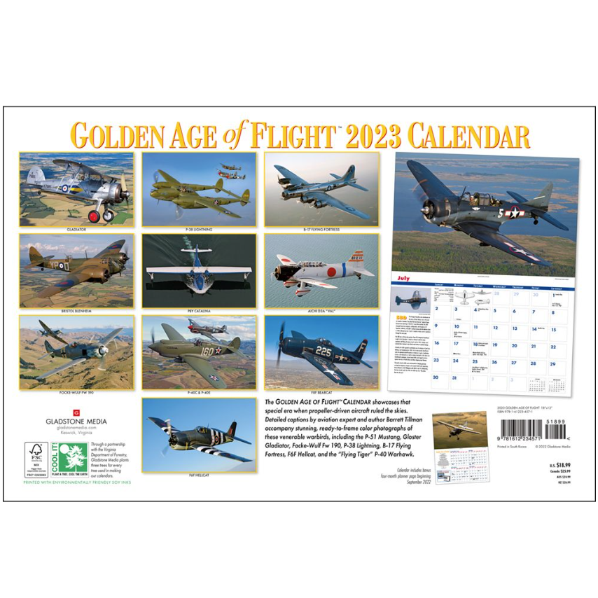 Golden Age of Flight 2023 Wall Calendar