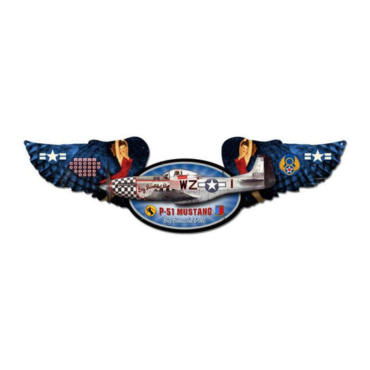 P-51 Mustang Winged Oval Sign - FE005