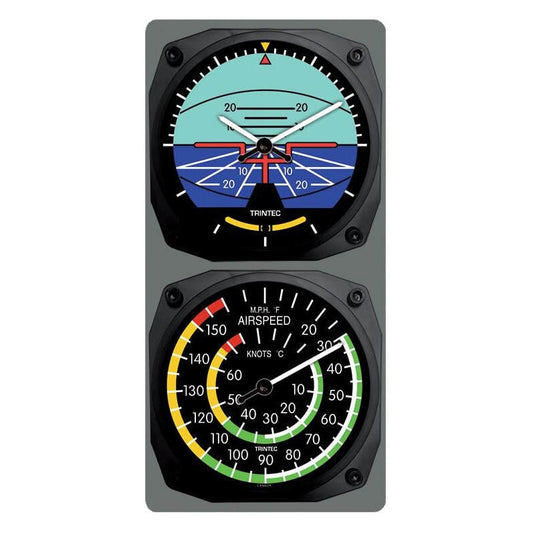 Classic Artificial Horizon/Airspeed Clock & Thermometer Set