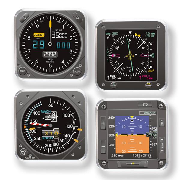 Modern Flight Instrument 4-Piece Square Acrylic Coaster Set