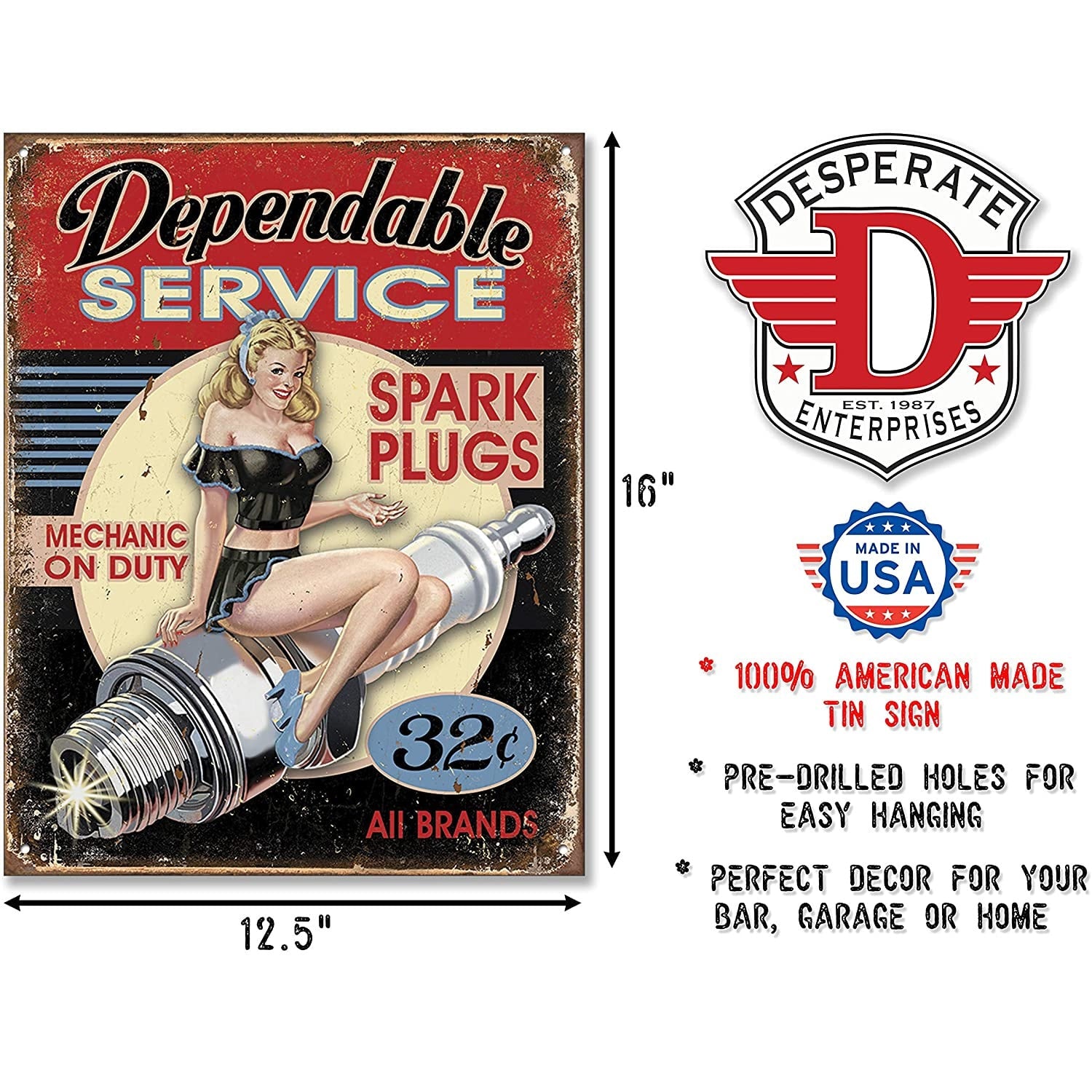 Dependable Service Tin Sign