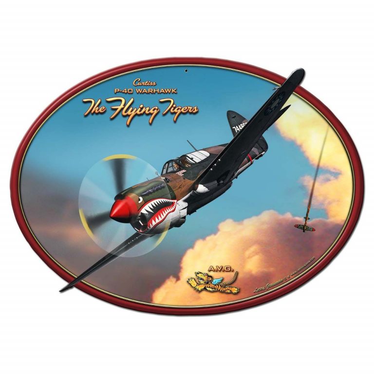 P-40 Flying Tiger Oval Metal Sign - LGB176