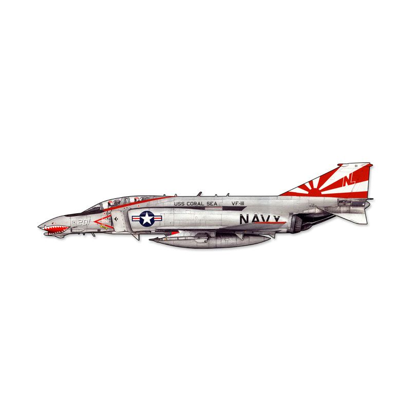 F-4 Phantom Cut-Out Metal Sign - PS145